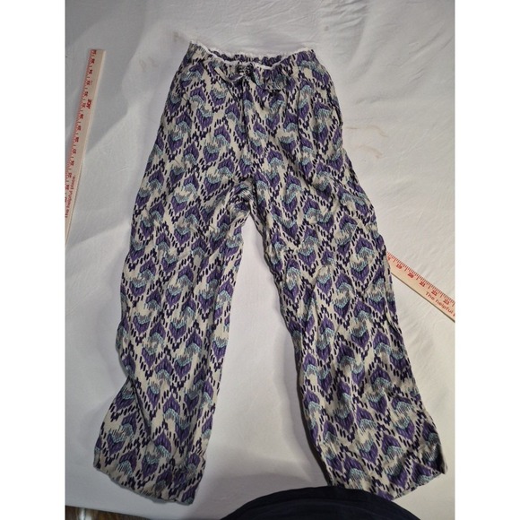 ZARA Patterned Purple and Blue Drawstring/elastic Pants Girl's Size 12-14 - Picture 14 of 14